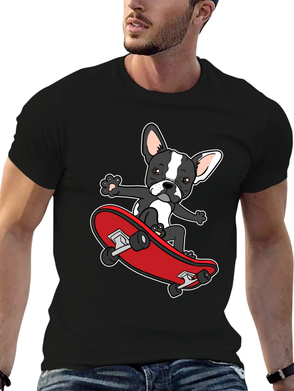 Dog on Skateboard Graphic T-Shirt