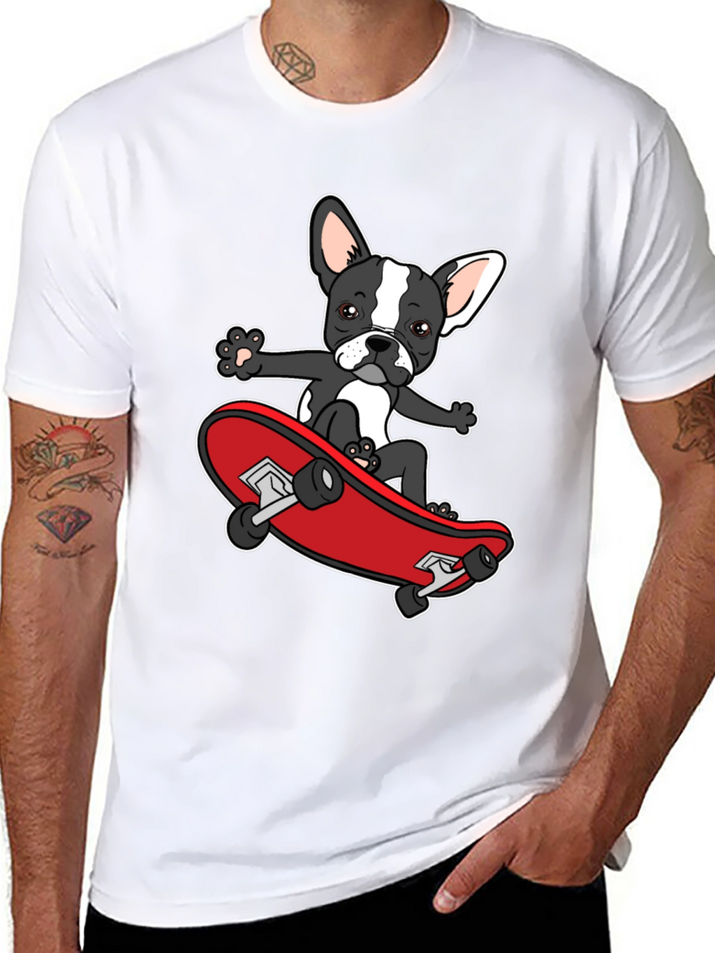 Dog on Skateboard Graphic T-Shirt