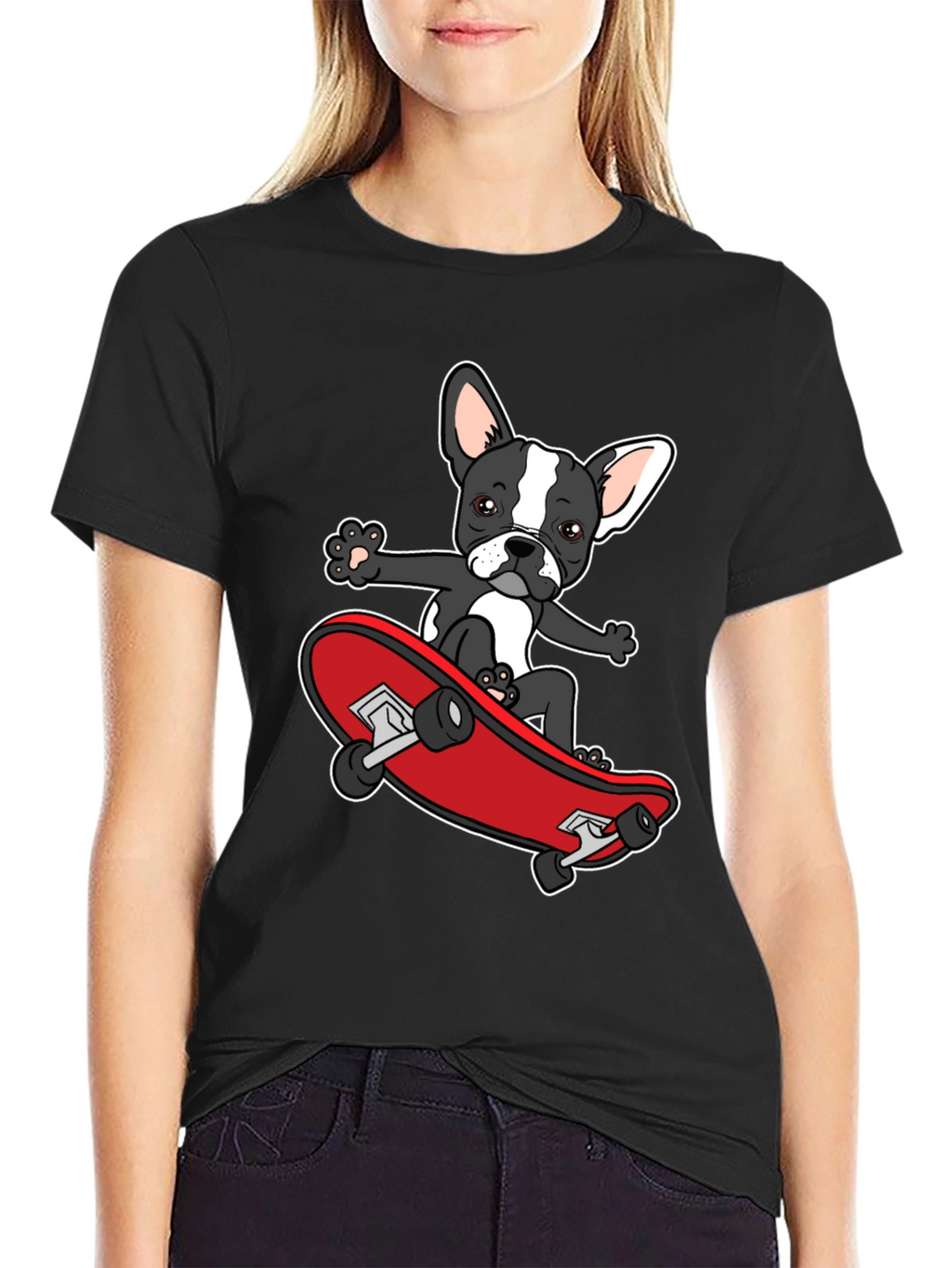 Dog on Skateboard Graphic T-Shirt