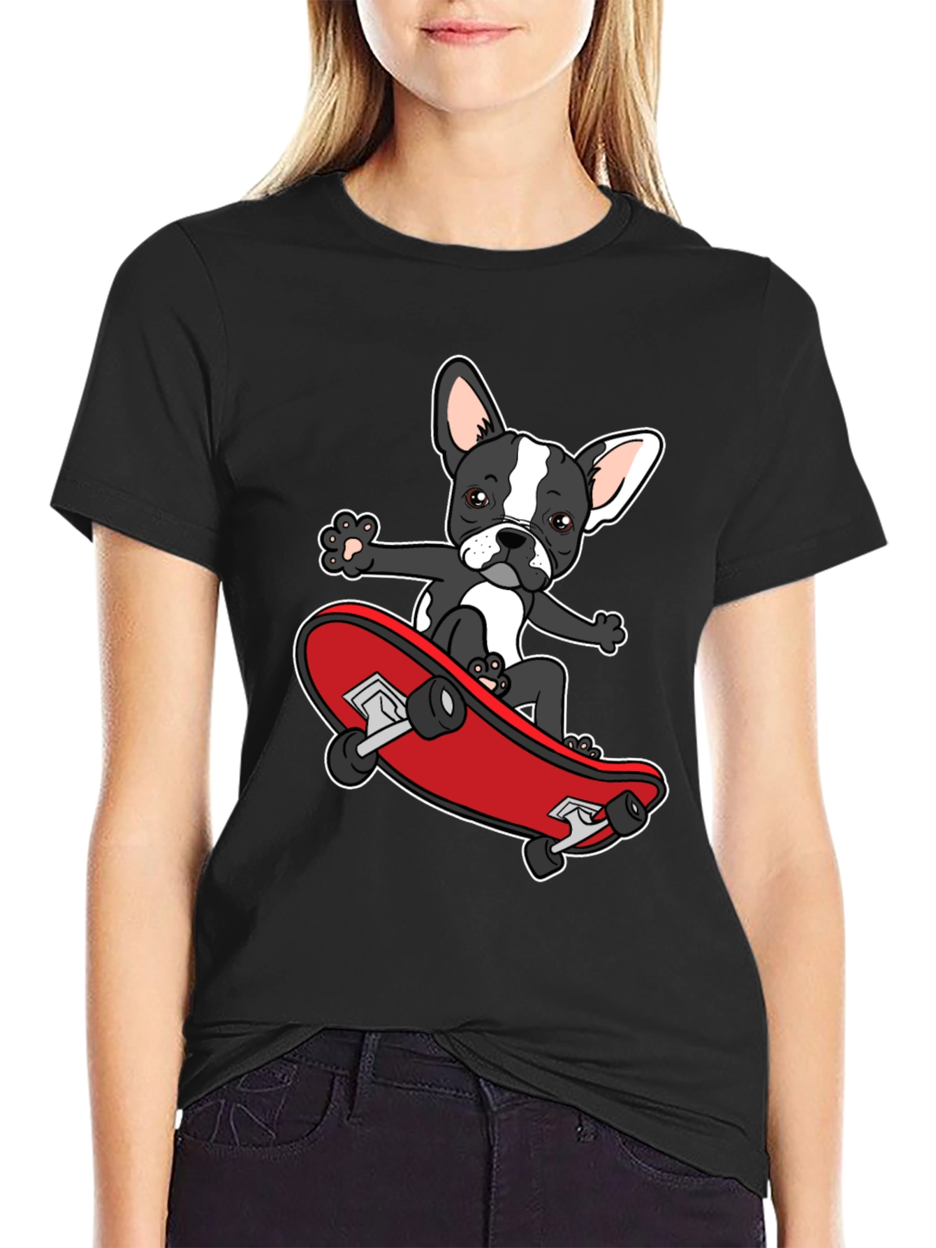 Dog on Skateboard Graphic T-Shirt