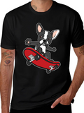 Dog on Skateboard Graphic T-Shirt