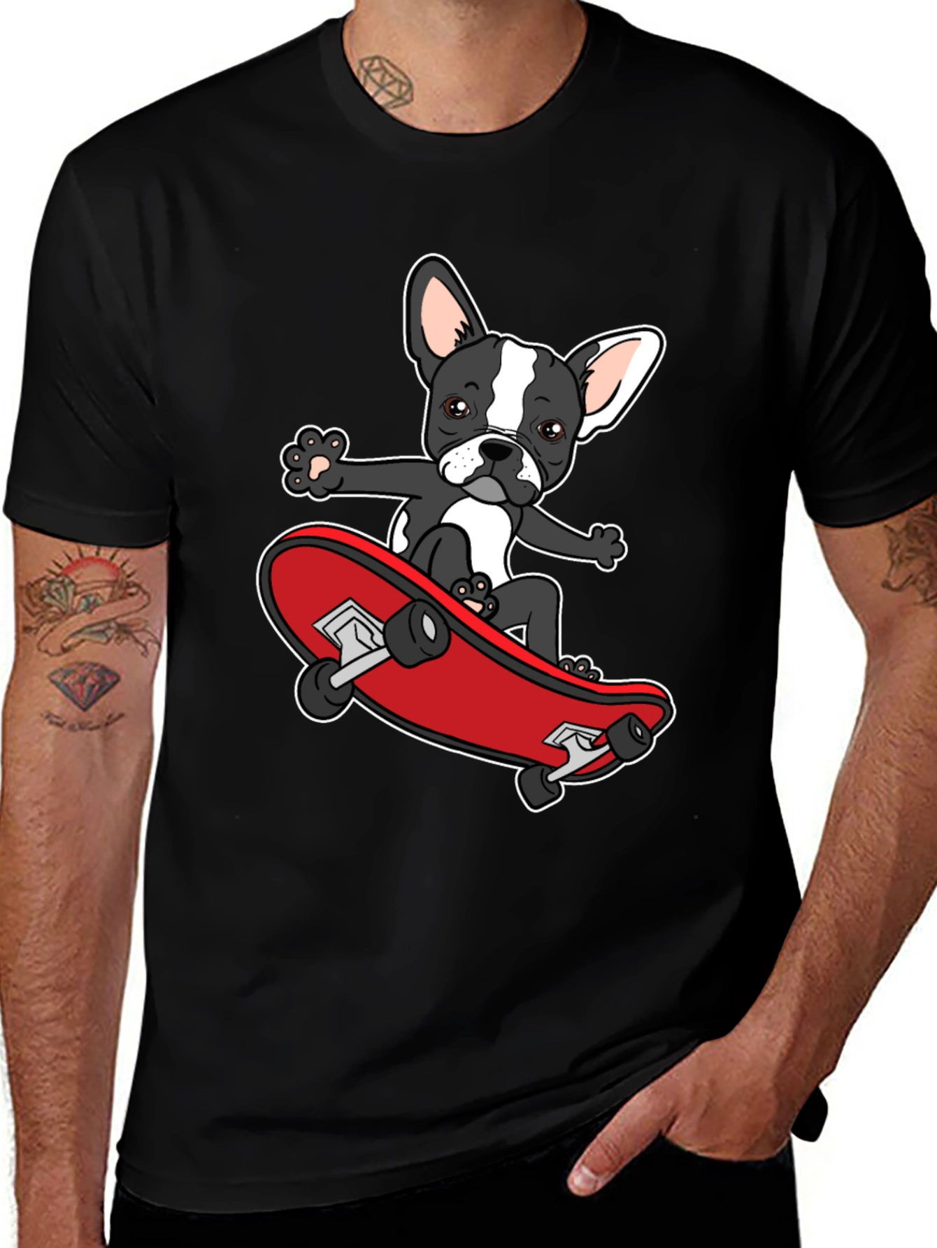 Dog on Skateboard Graphic T-Shirt