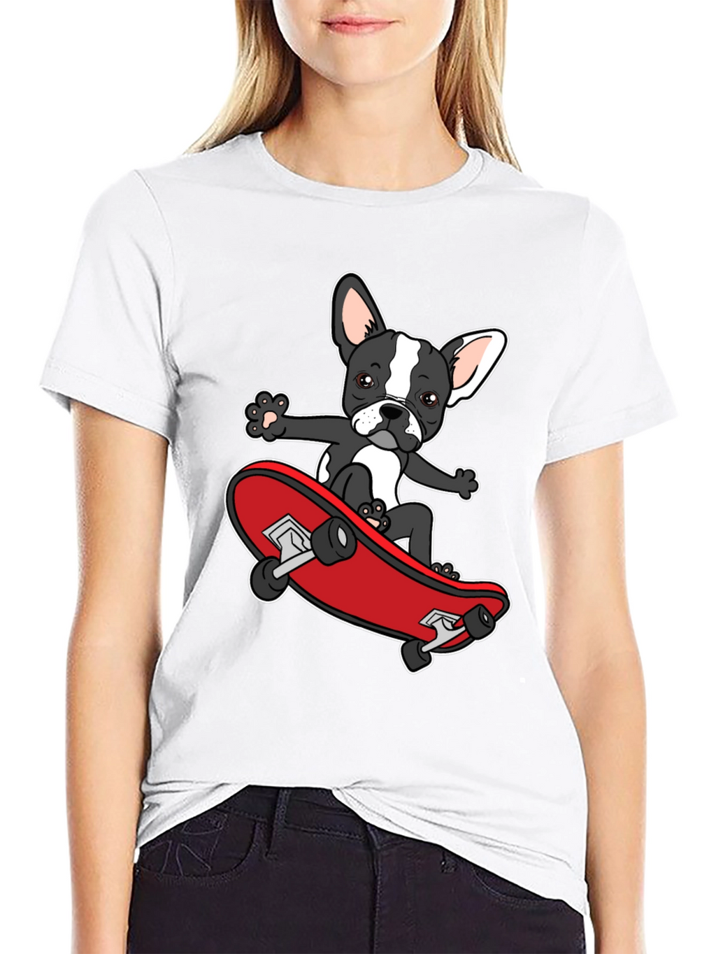 Dog on Skateboard Graphic T-Shirt