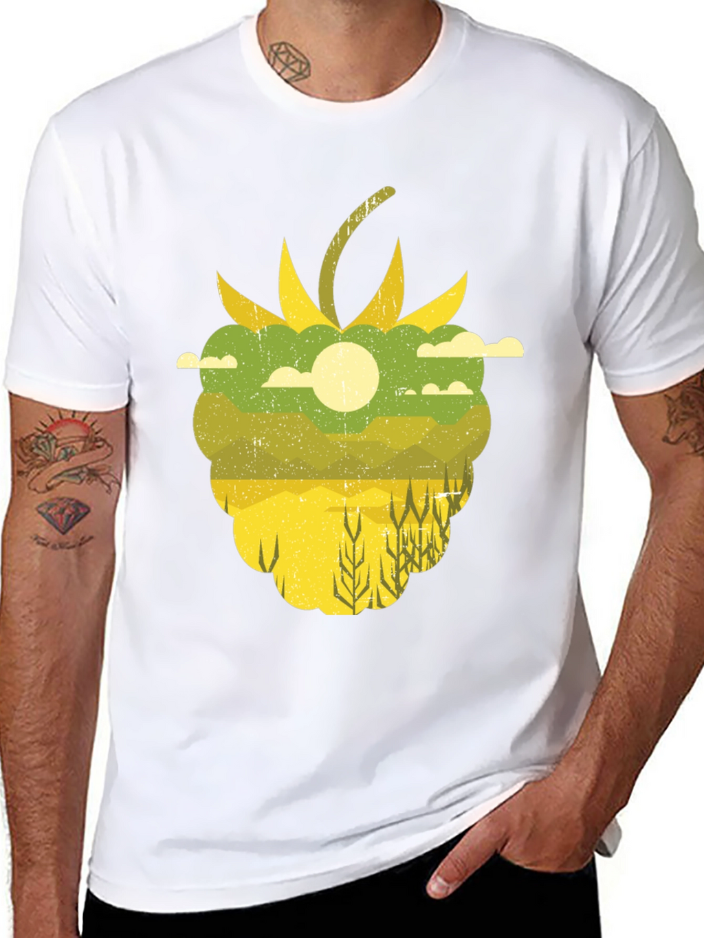 Raspberry Field Graphic Tee - Nature Inspired Shirt