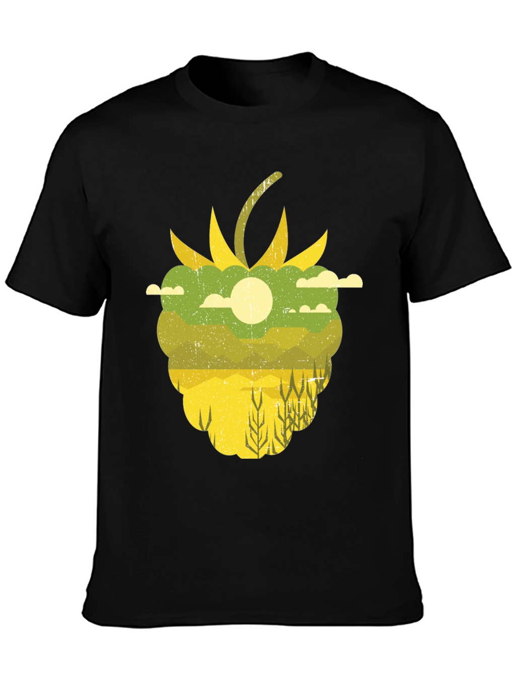 Raspberry Field Graphic Tee - Nature Inspired Shirt