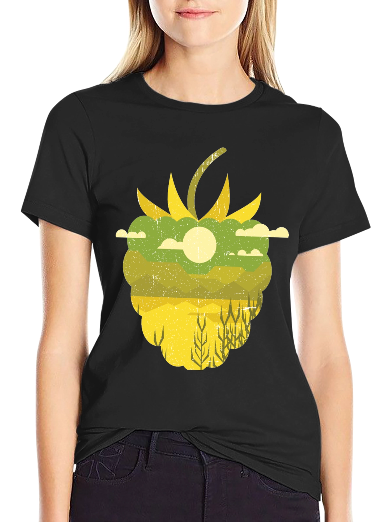 Raspberry Field Graphic Tee - Nature Inspired Shirt