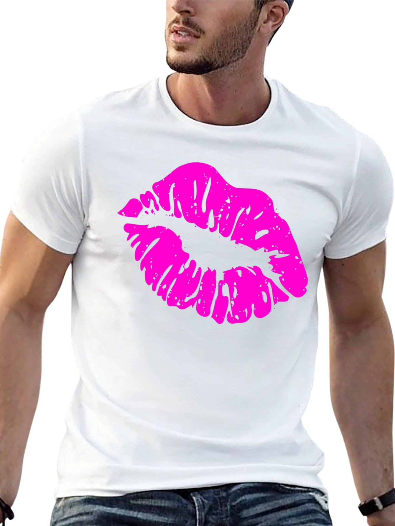 Kiss Print Mens Black T-Shirt