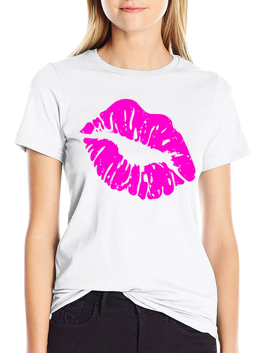 Kiss Print Mens Black T-Shirt