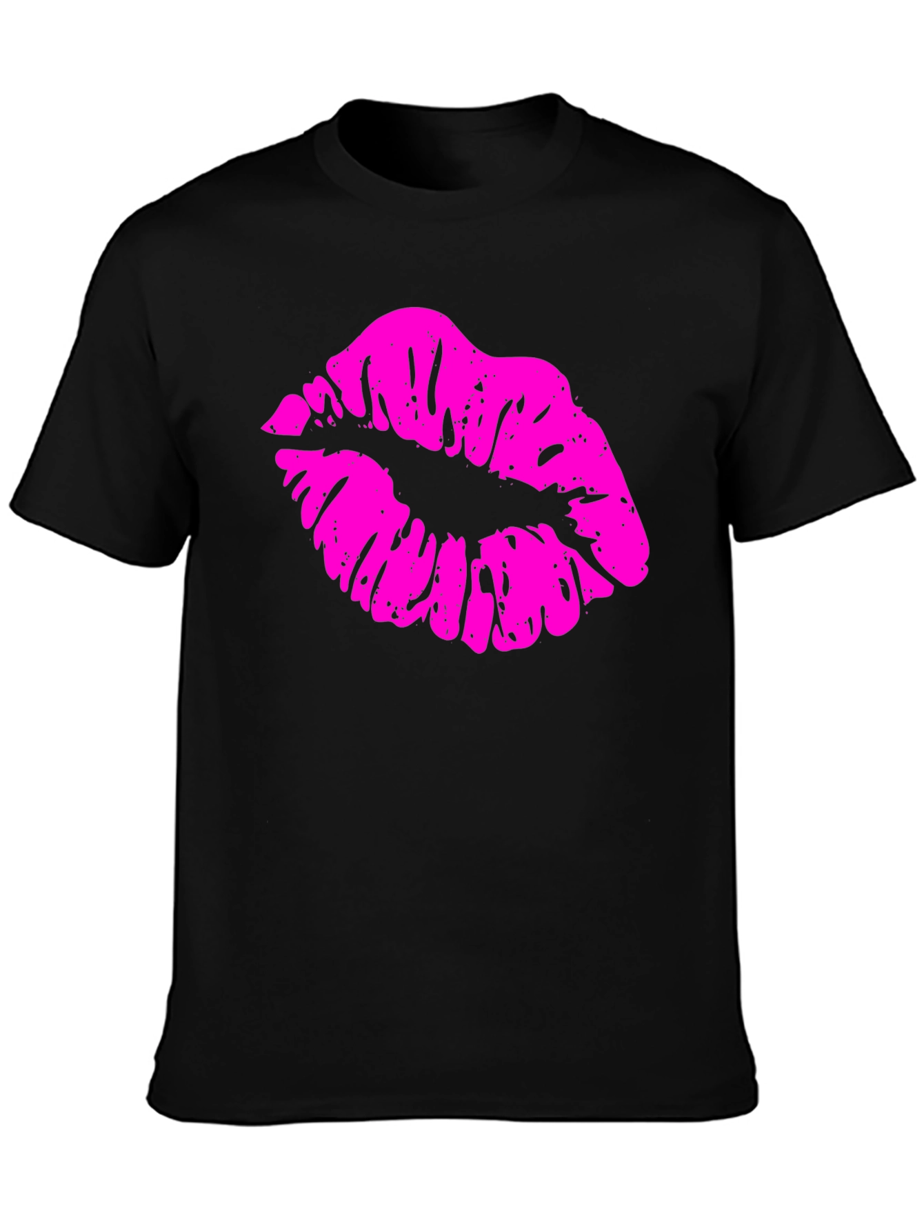 Kiss Print Mens Black T-Shirt