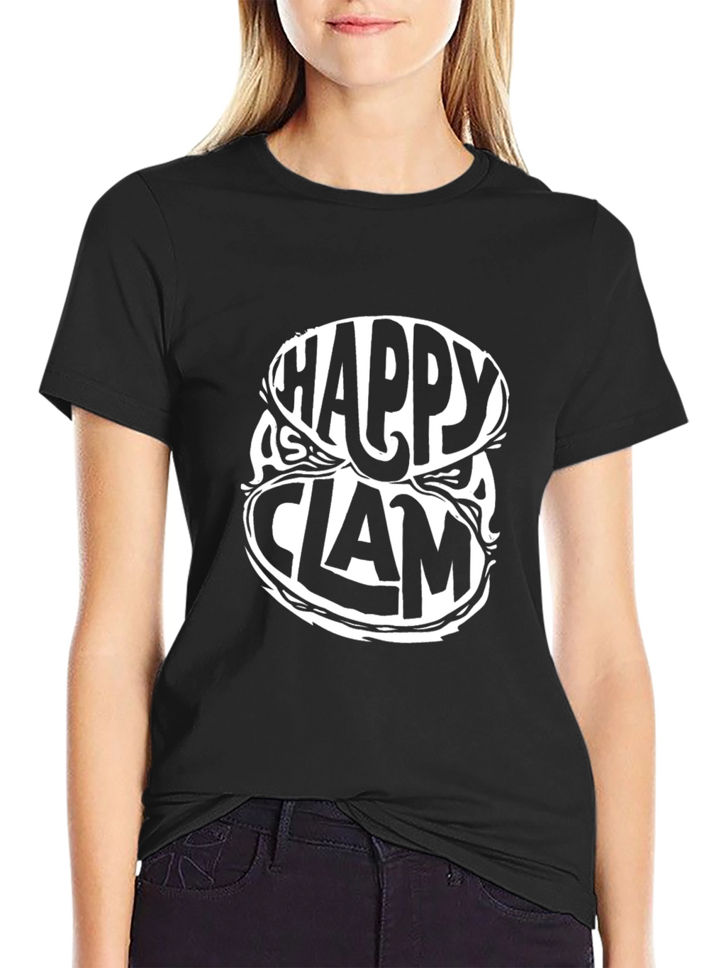 Happy as a Clam Graphic Tee - Black Cotton