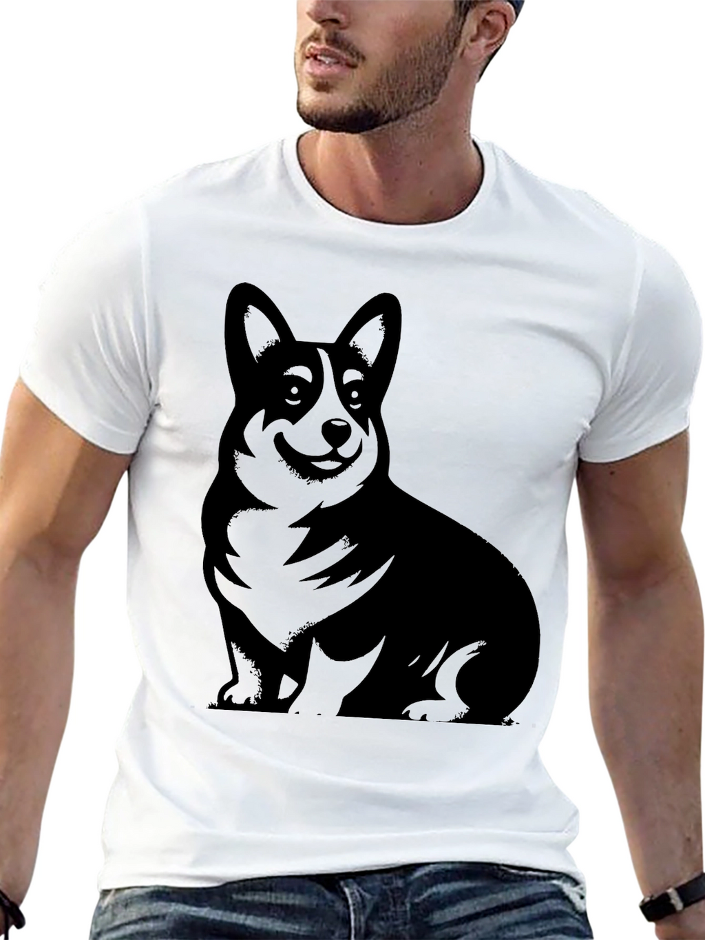 Corgi Silhouette Black T-Shirt