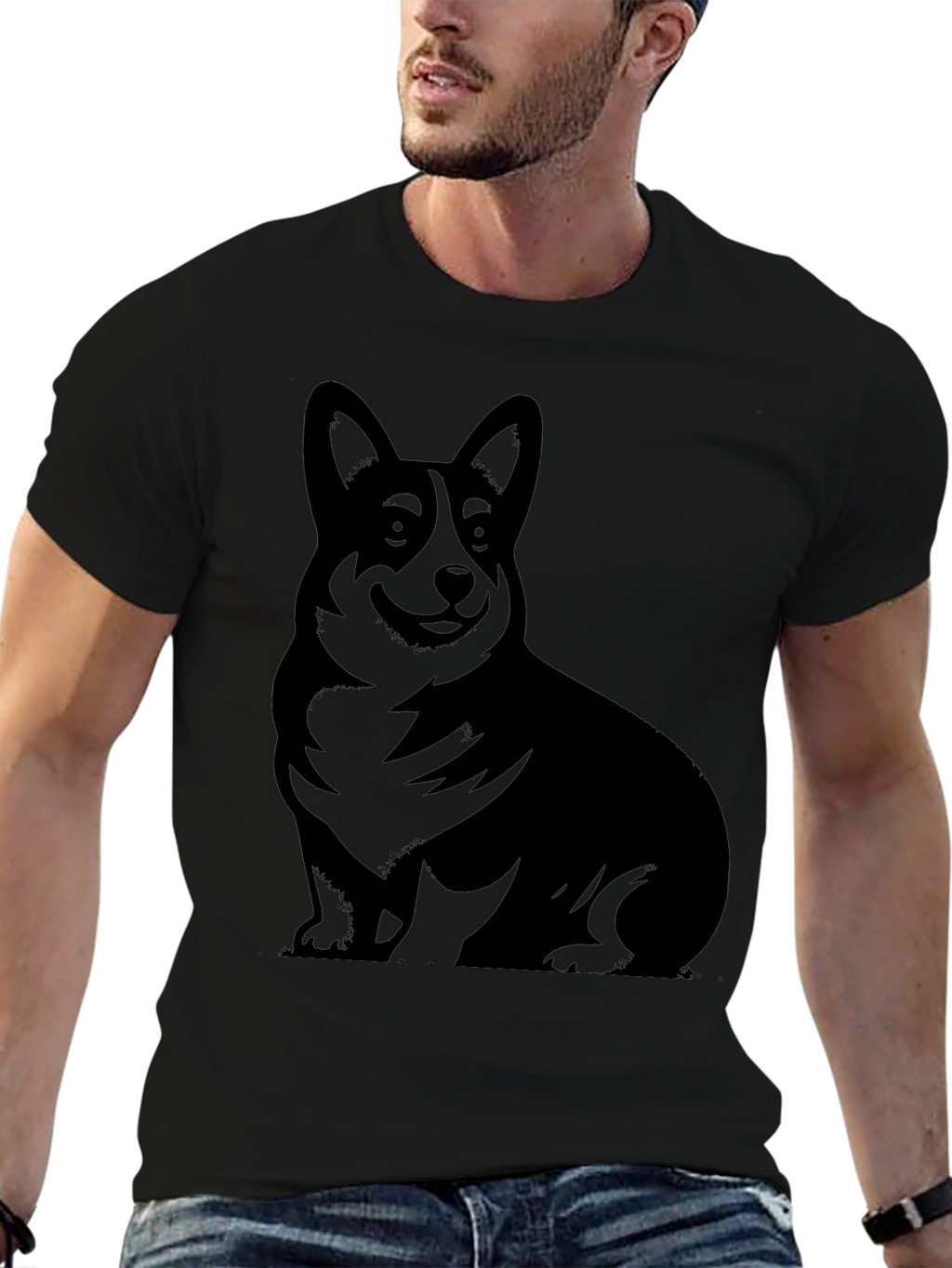 Corgi Silhouette Black T-Shirt
