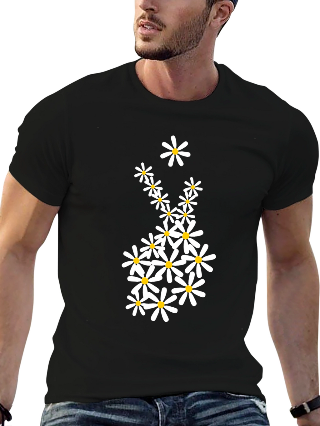 Daisy Graphic Tee - Black Casual T-Shirt