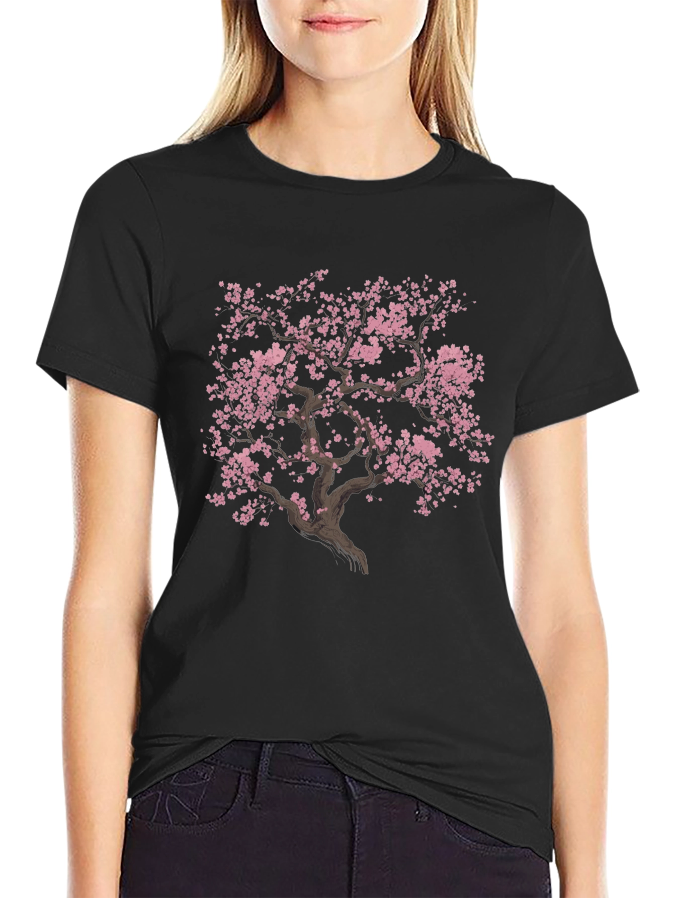 Sakura Tree Graphic T-Shirt - Unisex Black Tee