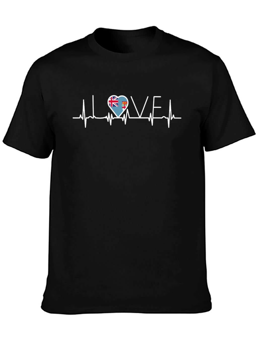 Fiji Flag Heartbeat Love Graphic T-Shirt