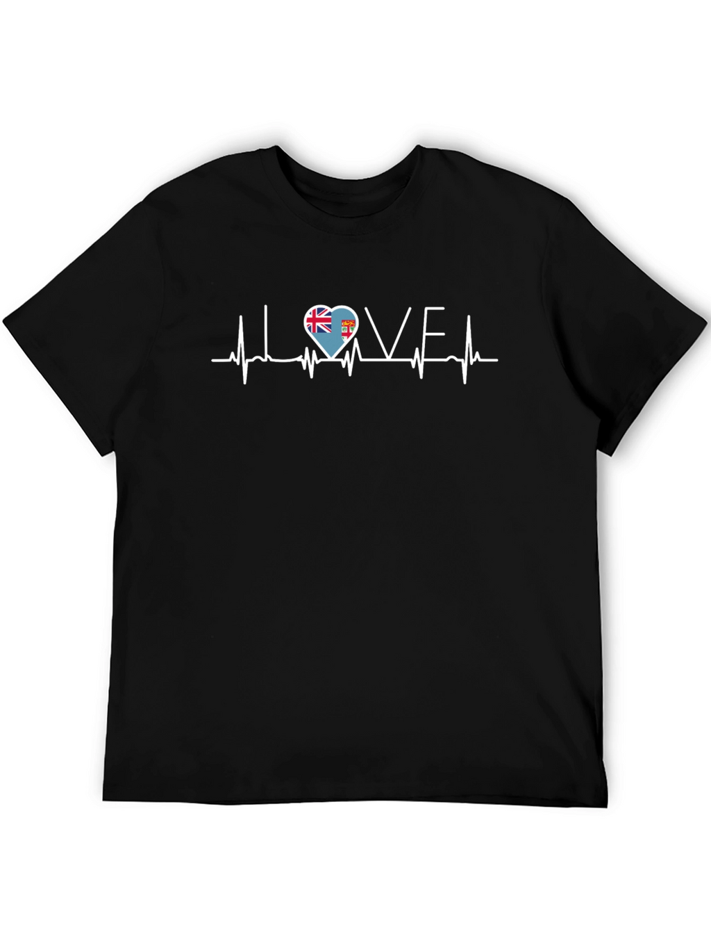 Fiji Flag Heartbeat Love Graphic T-Shirt