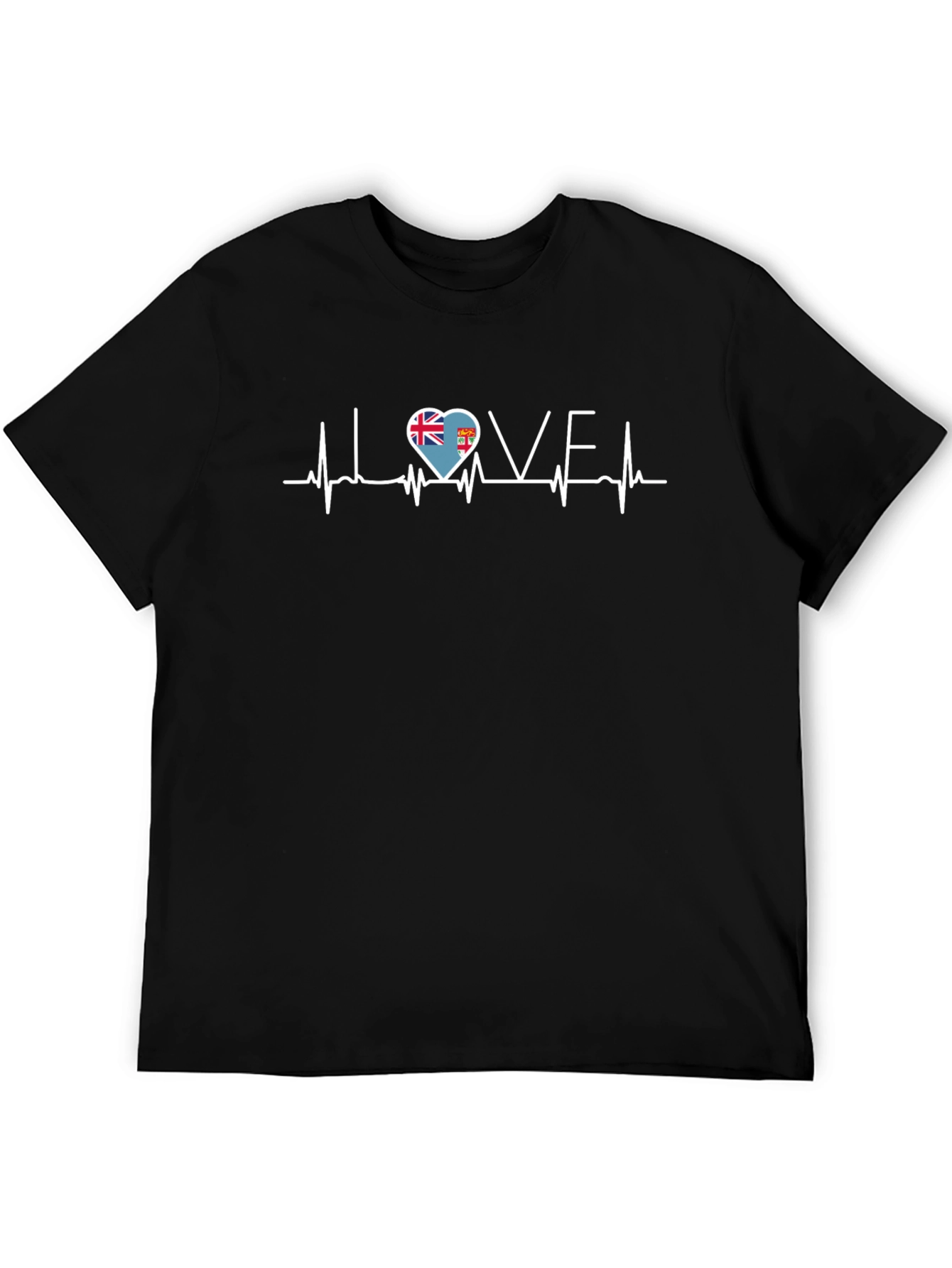 Fiji Flag Heartbeat Love Graphic T-Shirt