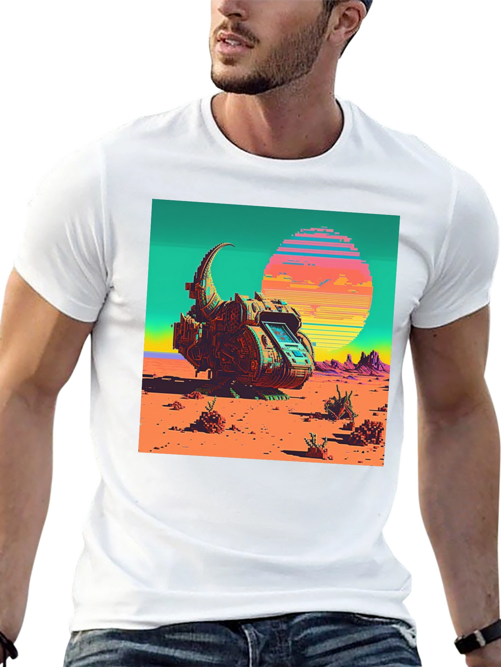Retro Sci-Fi Pixel Art T-Shirt - Unique Design