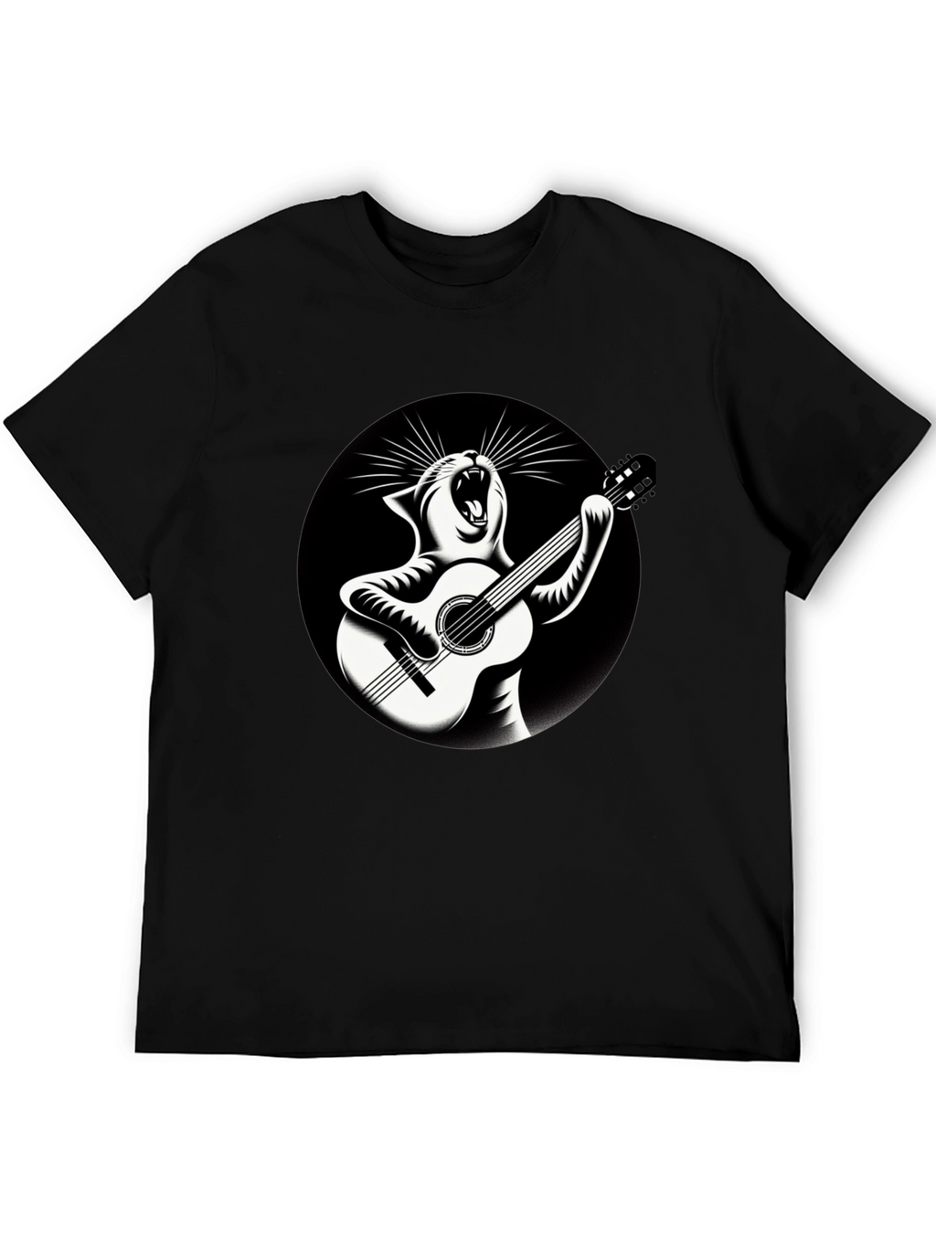 Cat Playing Guitar Graphic T-Shirt