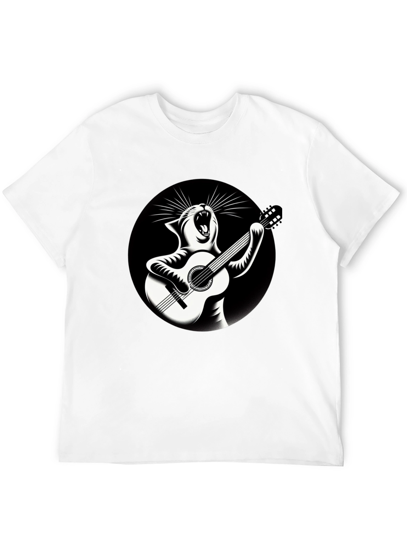 Cat Playing Guitar Graphic T-Shirt