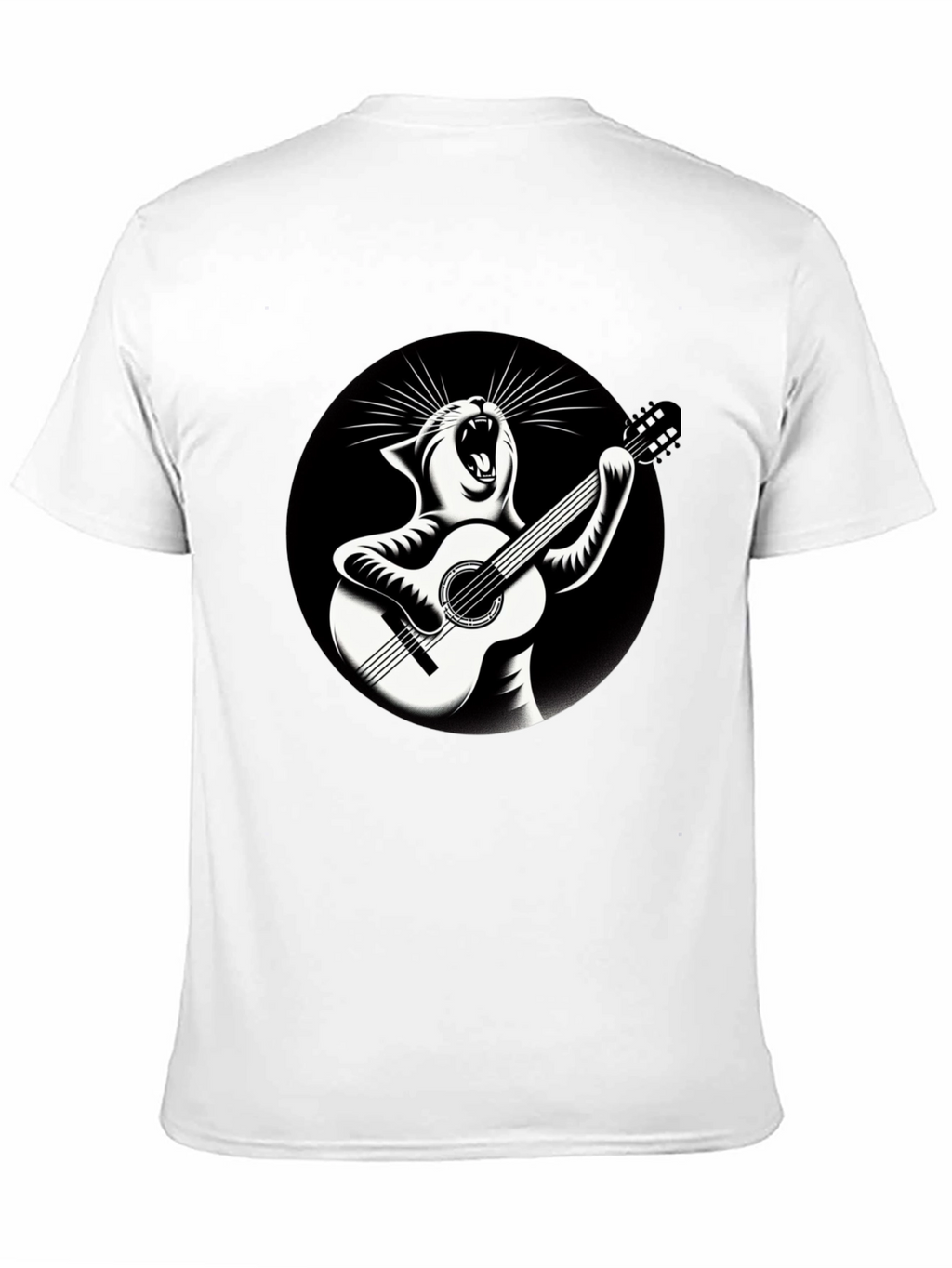 Cat Playing Guitar Graphic T-Shirt