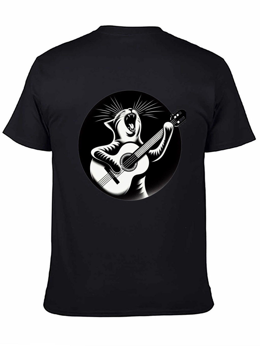 Cat Playing Guitar Graphic T-Shirt