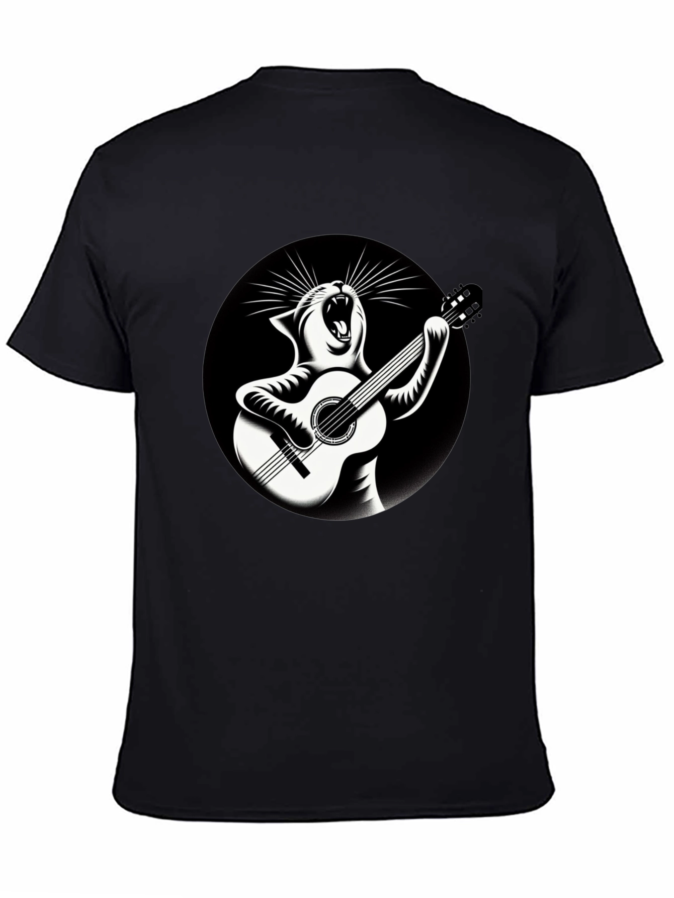 Cat Playing Guitar Graphic T-Shirt