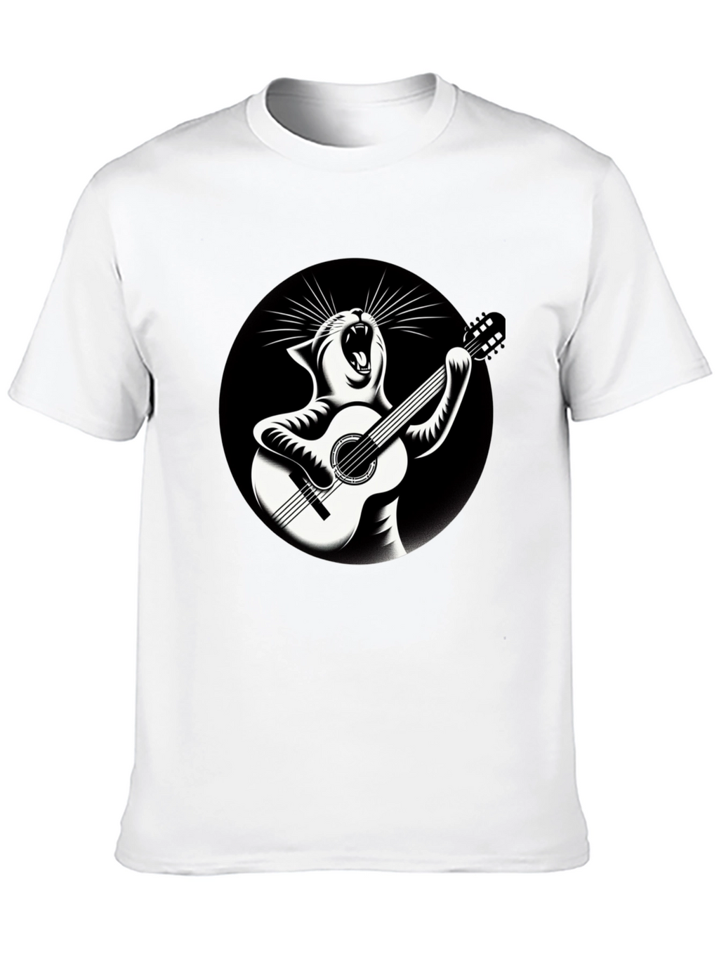 Cat Playing Guitar Graphic T-Shirt