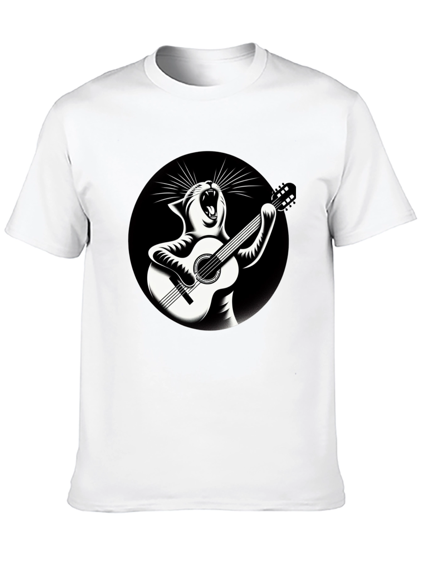 Cat Playing Guitar Graphic T-Shirt