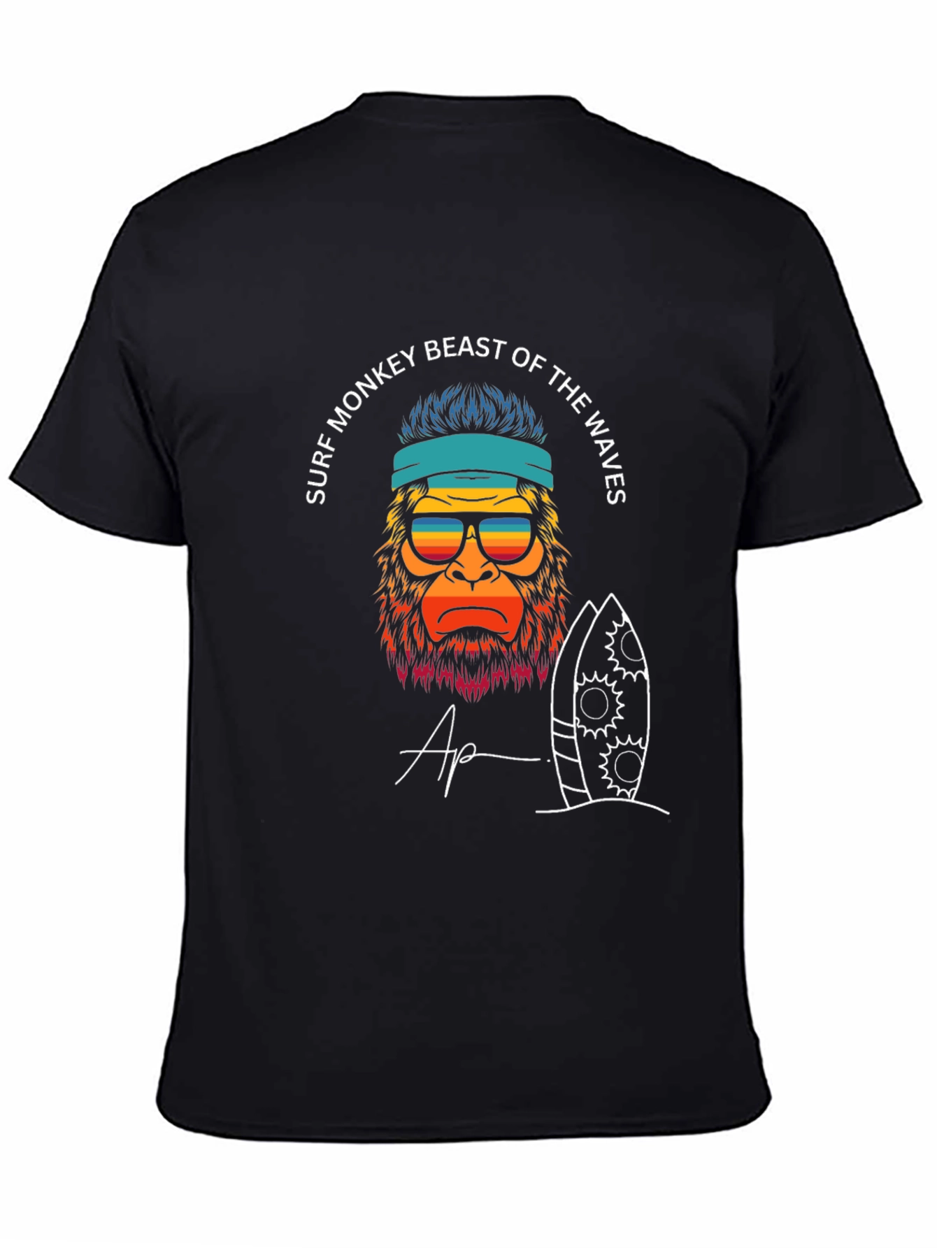 Surf Monkey Graphic T-Shirt - Beast of the Waves Design