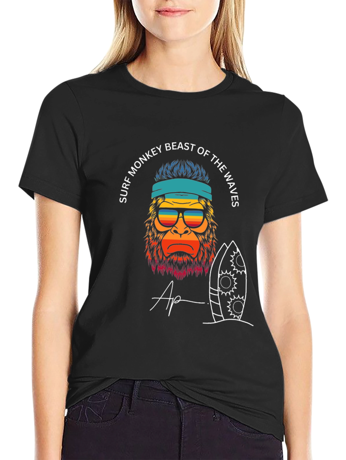 Surf Monkey Graphic T-Shirt - Beast of the Waves Design