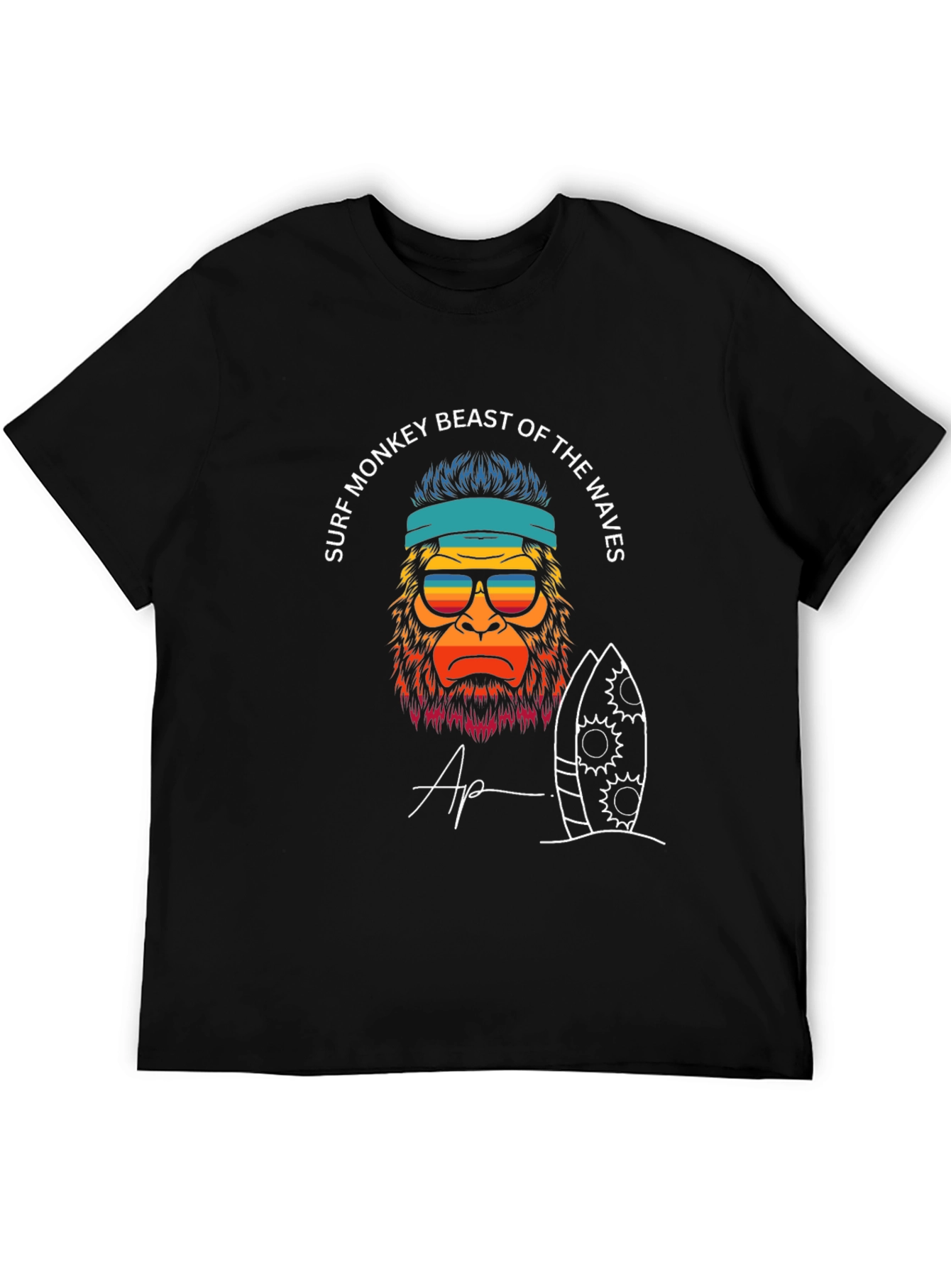 Surf Monkey Graphic T-Shirt - Beast of the Waves Design