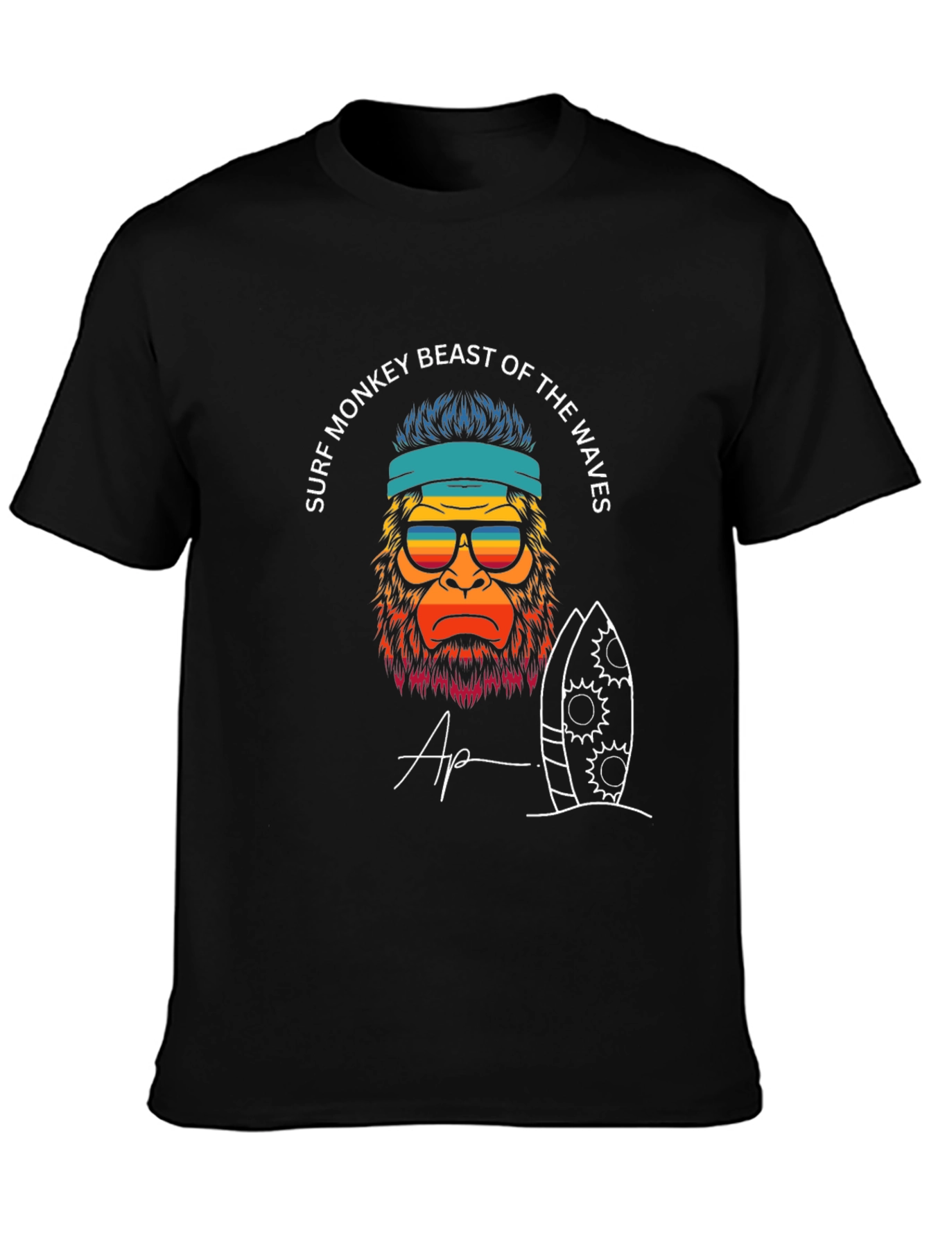 Surf Monkey Graphic T-Shirt - Beast of the Waves Design