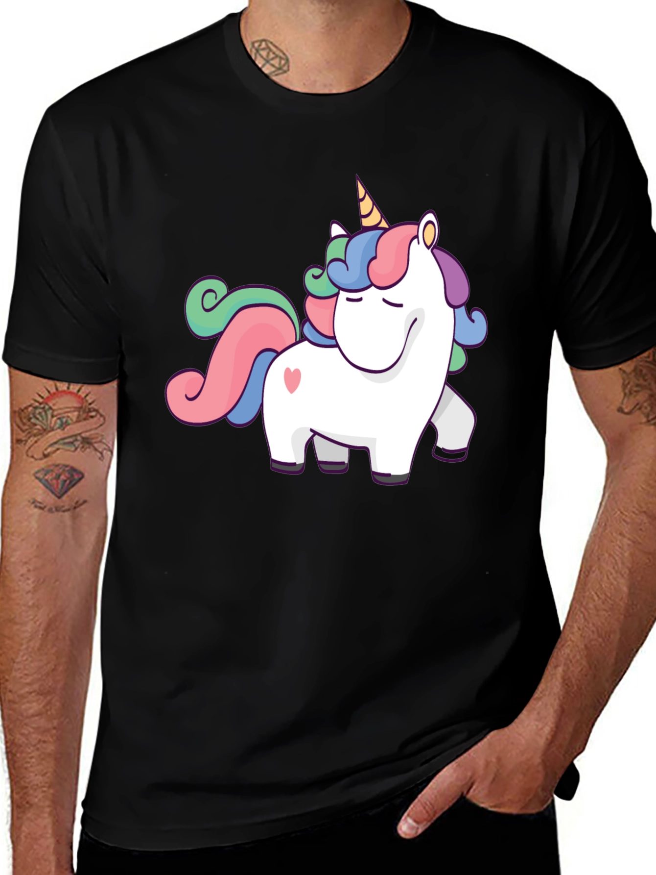 Unicorn Graphic T-Shirt - Black Cotton Tee