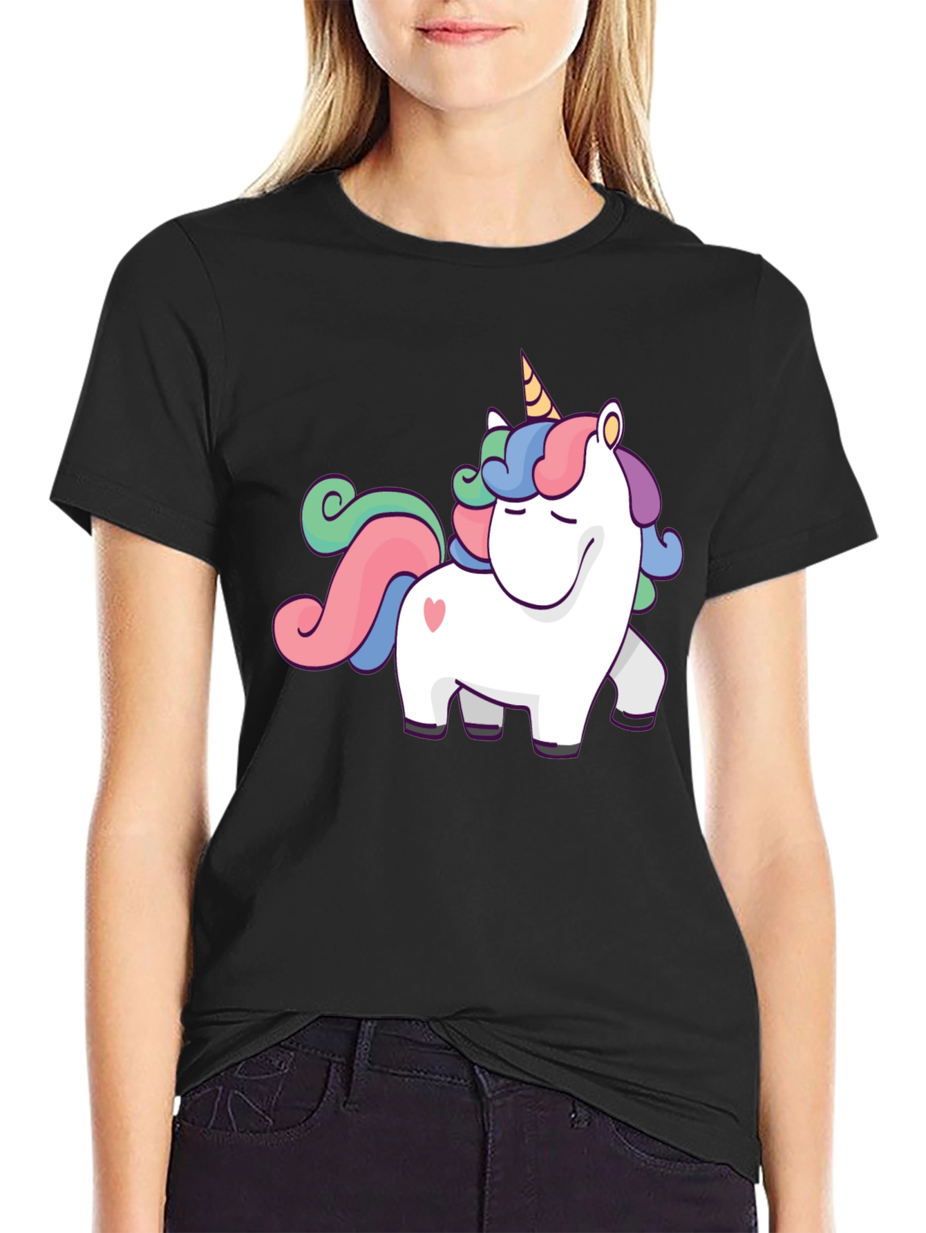 Unicorn Graphic T-Shirt - Black Cotton Tee
