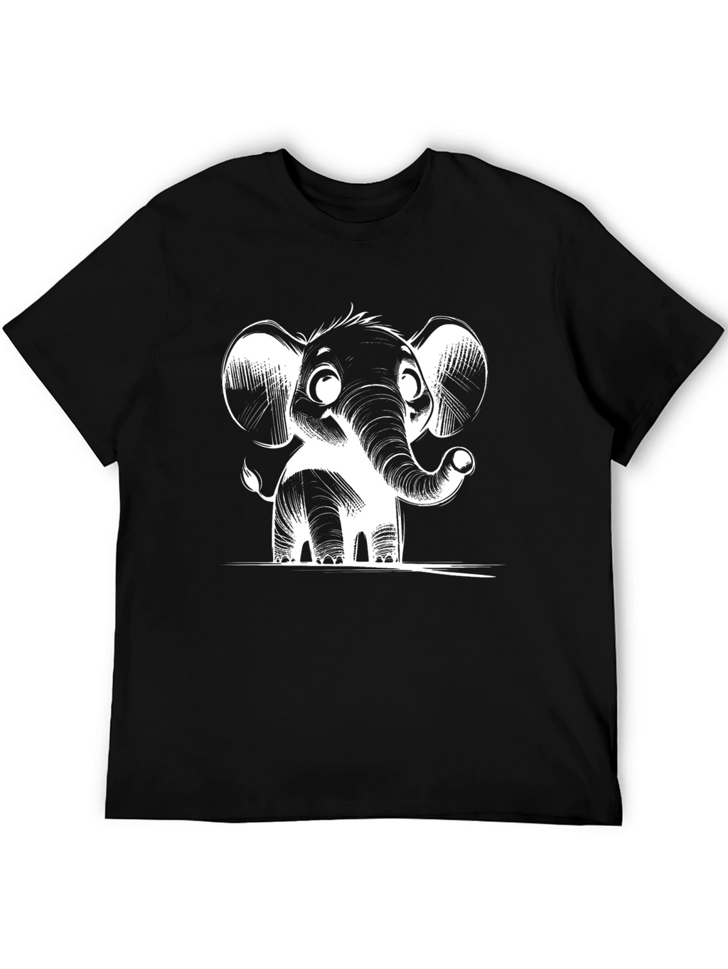 Cute Elephant Graphic Tee - Black T-Shirt