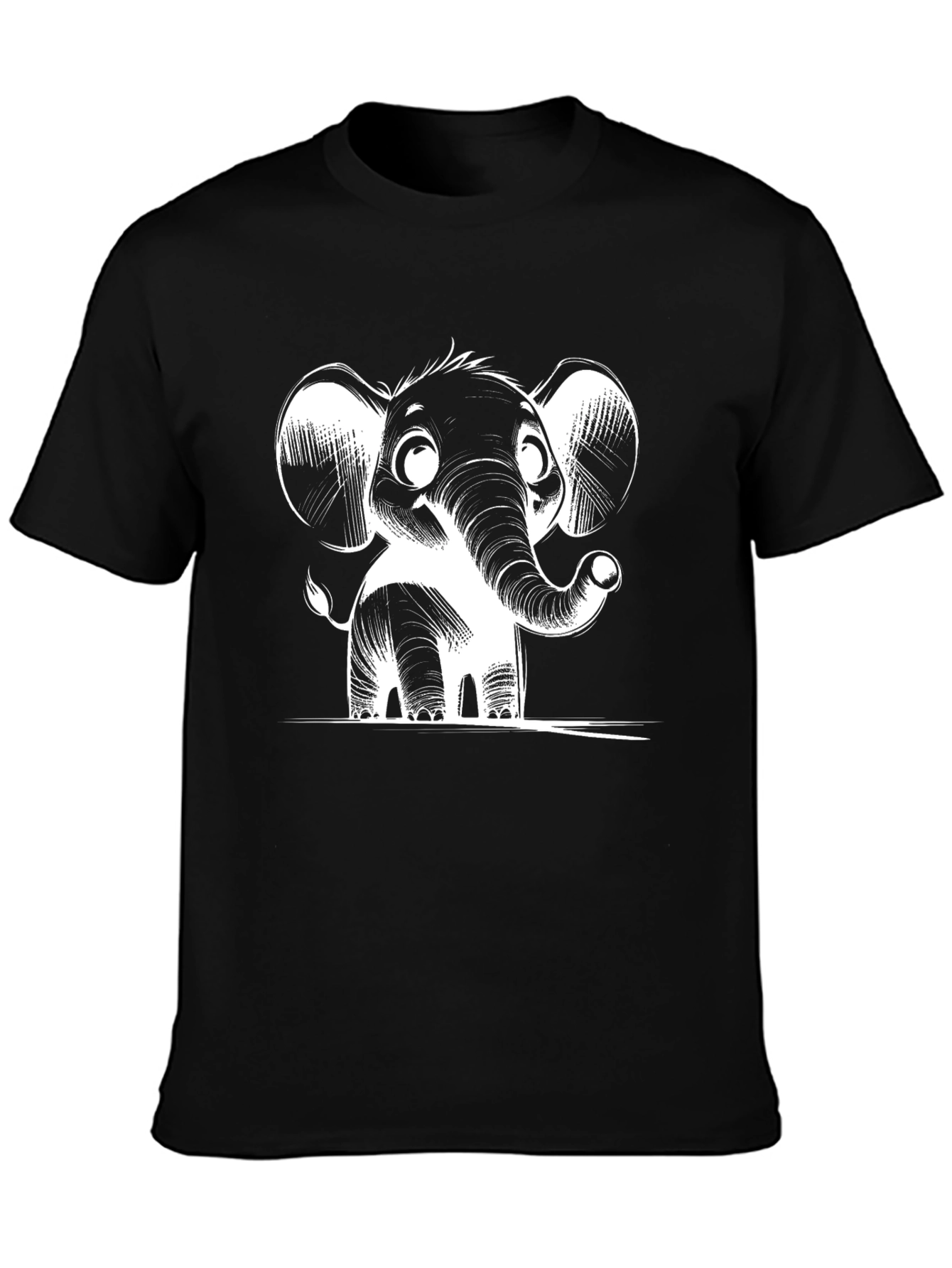 Cute Elephant Graphic Tee - Black T-Shirt