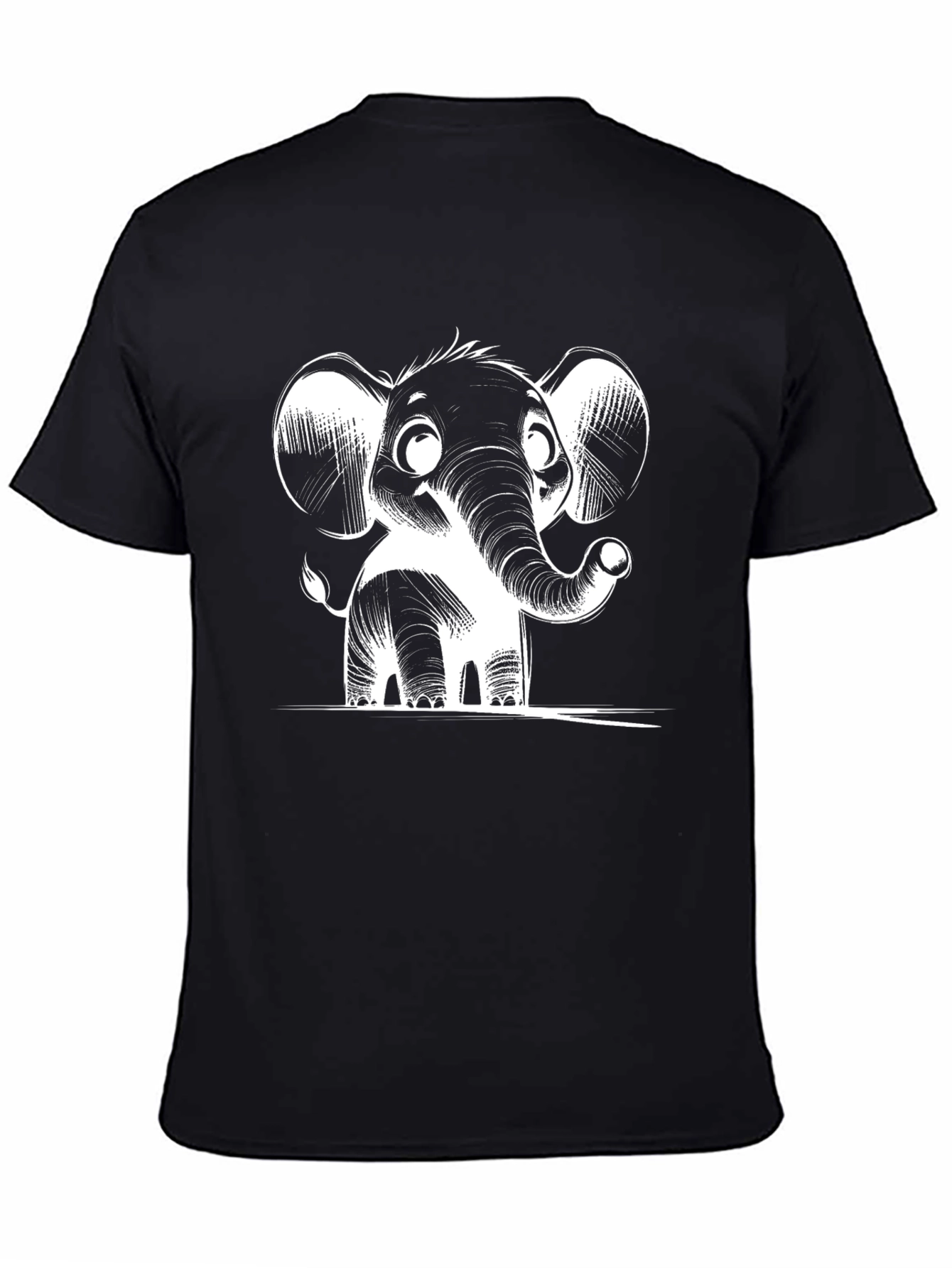 Cute Elephant Graphic Tee - Black T-Shirt