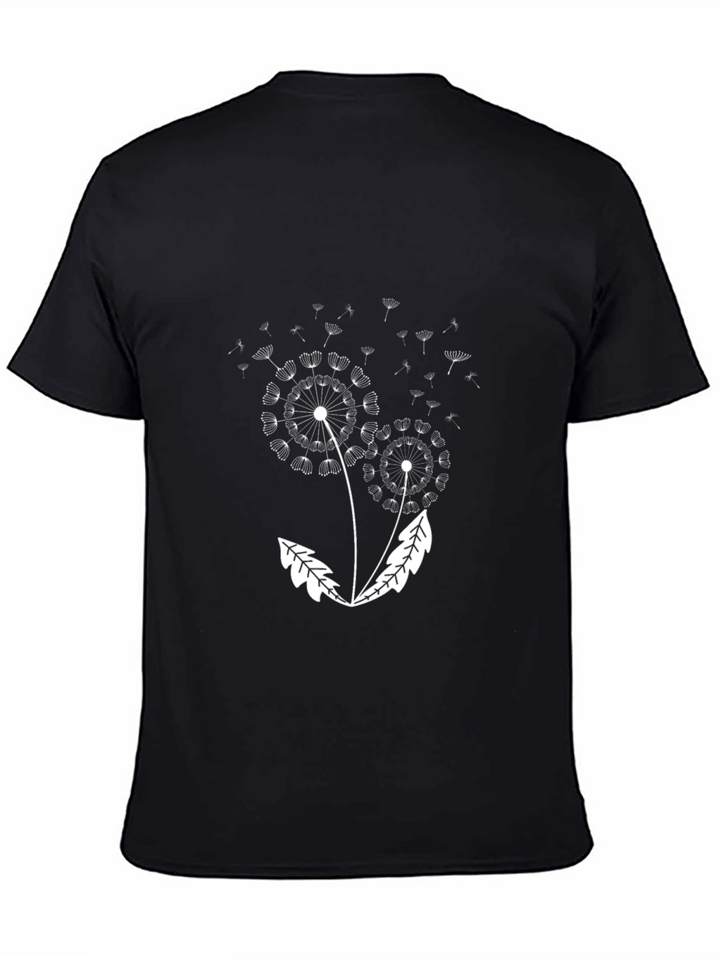 Dandelion Print Black Tee - Stylish Casual Wear