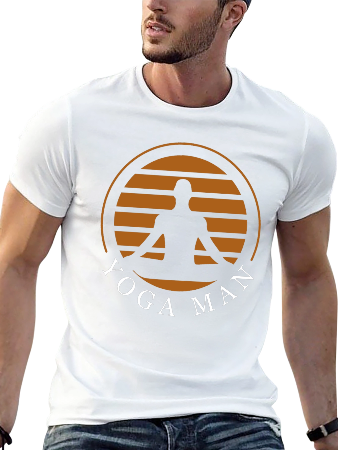 Yoga Man Graphic Tee - Black Cotton Blend T-Shirt