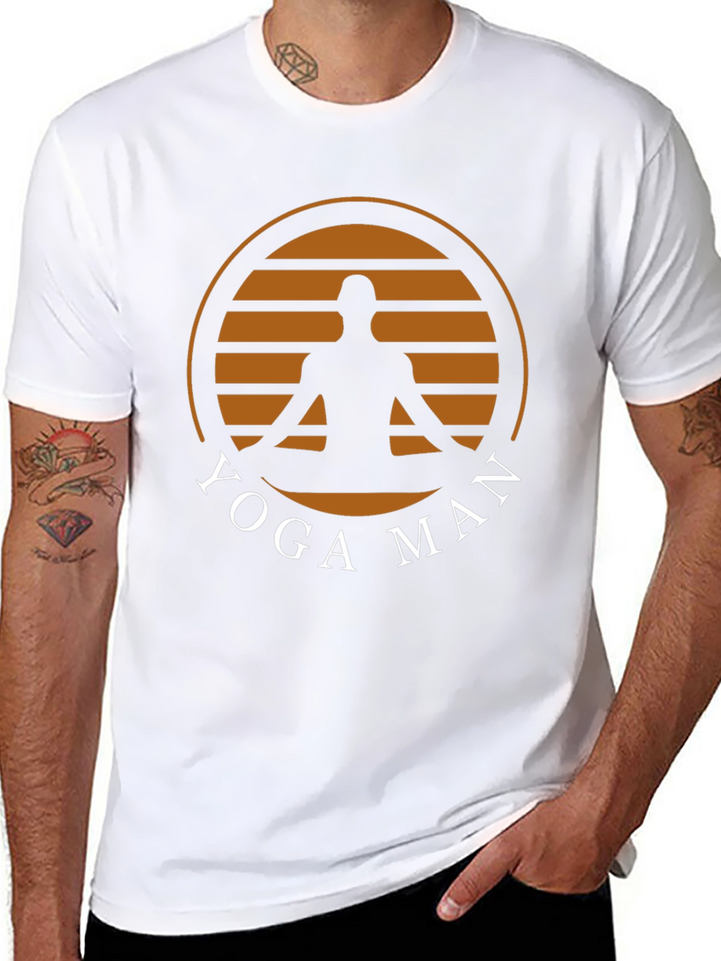 Yoga Man Graphic Tee - Black Cotton Blend T-Shirt