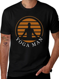 Yoga Man Graphic Tee - Black Cotton Blend T-Shirt