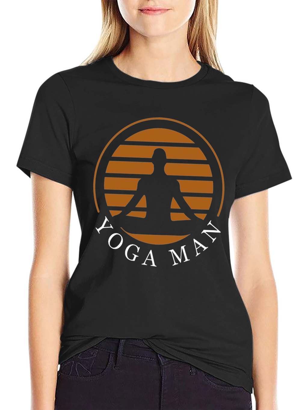 Yoga Man Graphic Tee - Black Cotton Blend T-Shirt