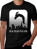 Parkour Silhouette Graphic Tee - Urban Style T-Shirt