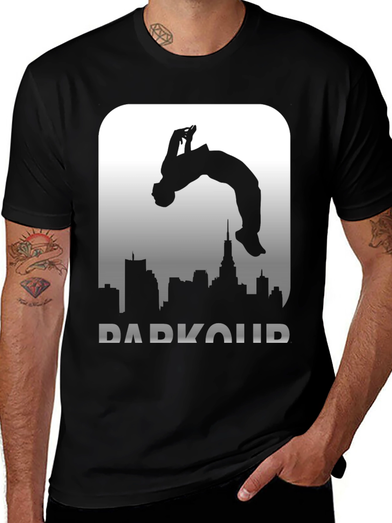 Parkour Silhouette Graphic Tee - Urban Style T-Shirt