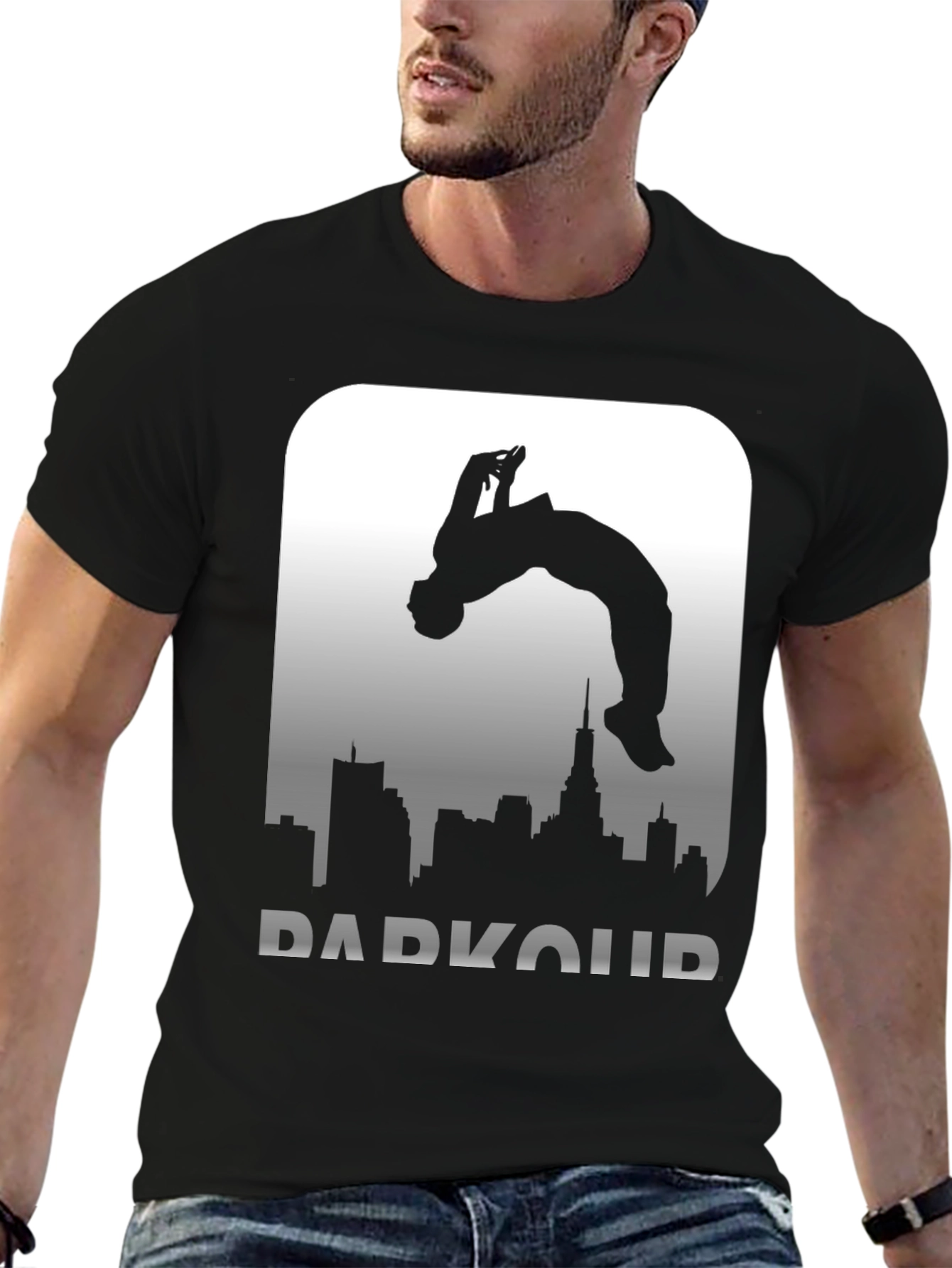 Parkour Silhouette Graphic Tee - Urban Style T-Shirt