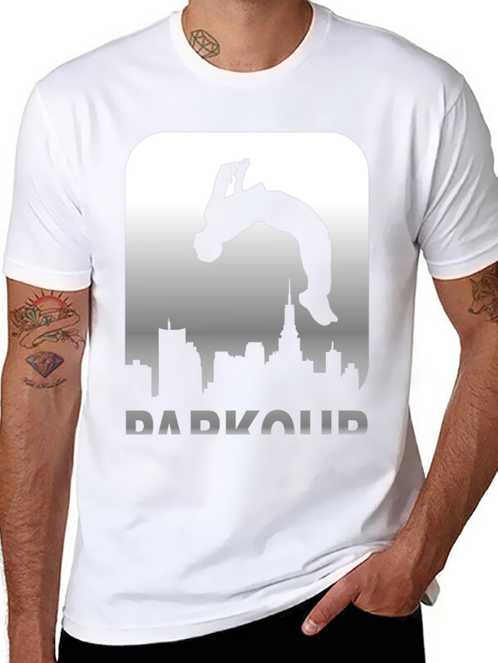 Parkour Silhouette Graphic Tee - Urban Style T-Shirt