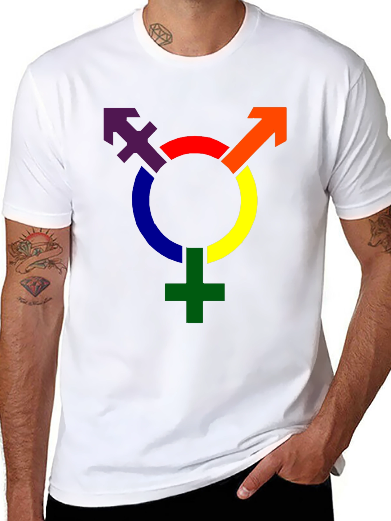 Rainbow Transgender Symbol Graphic T-Shirt