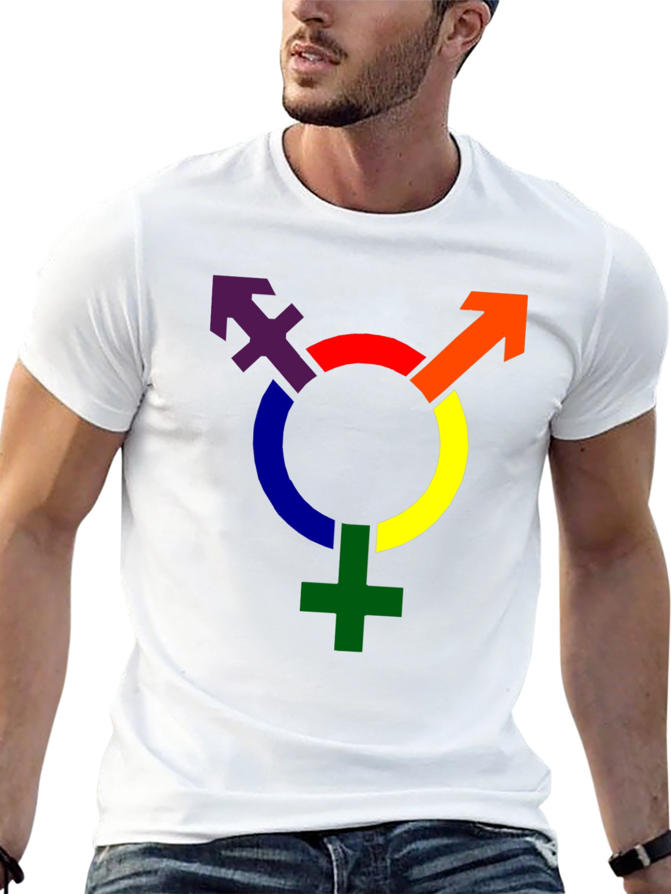 Rainbow Transgender Symbol Graphic T-Shirt