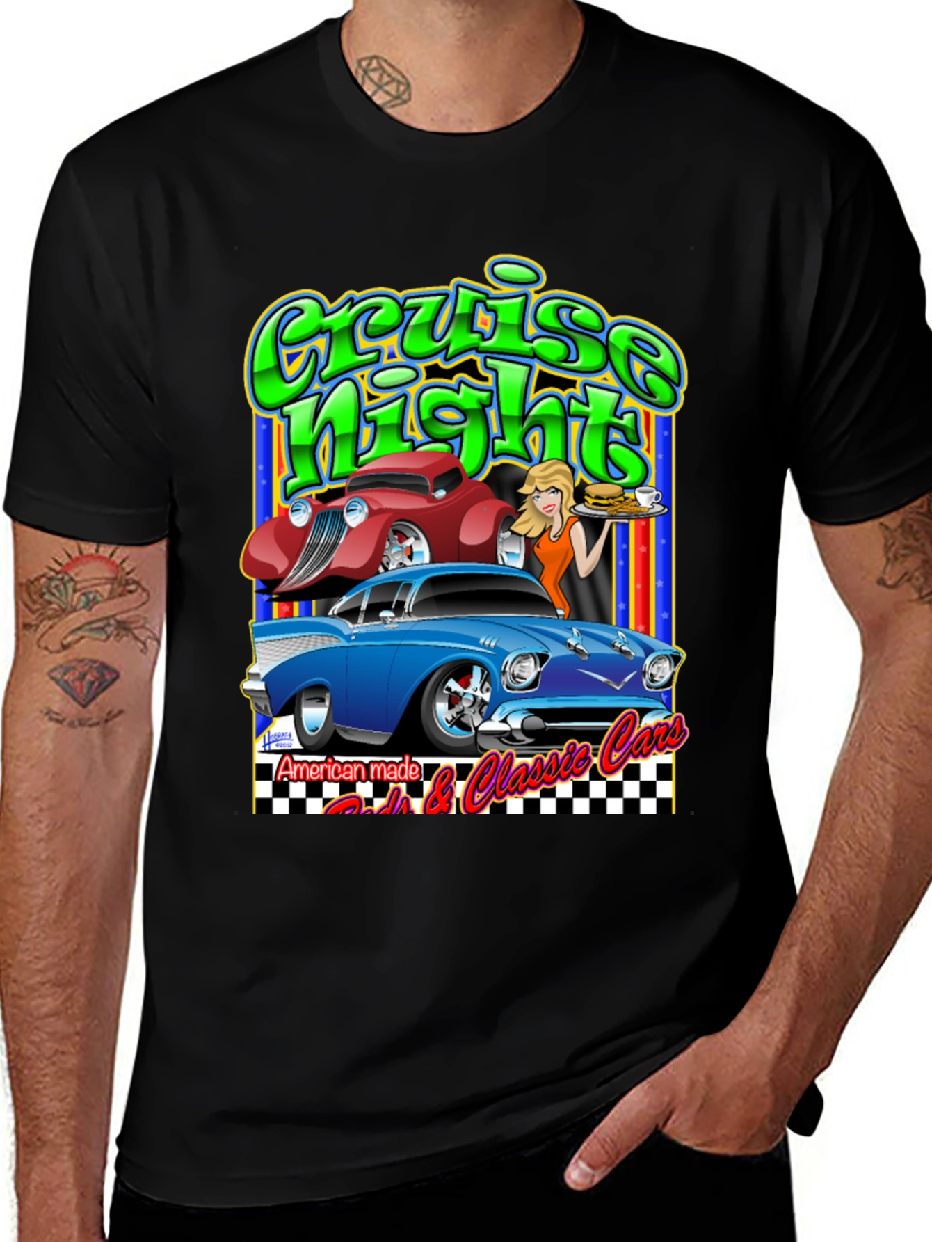 Cruise Night Cars Graphic T-Shirt